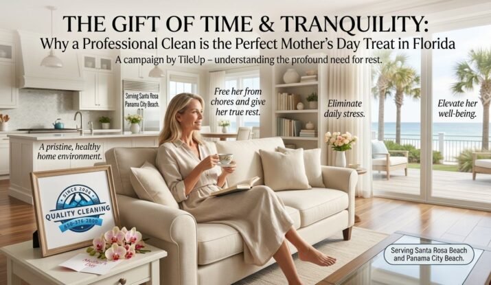 The Gift of Time & Tranquility: Why a Professional Clean is the Perfect Mother's Day Treat in Florida. As Mother's Day approaches, our thoughts turn to appreciation, gratitude, and the desire to show the incredible women in our lives just how much they mean to us. For the discerning families of Santa Rosa Beach and Panama City Beach, traditional gifts are lovely, but what truly resonates is the gift of time, relaxation, and genuine well-being. Many mothers, who dedicate countless hours to their families and careers, often shoulder the invisible burden of maintaining a pristine home. At TileUp, we understand this profound need. We solve the problem of Mother's Day stress by offering a professional cleaning service that is more than a chore completed; it is a thoughtful gesture designed to provide peace of mind, a healthier home, and the invaluable luxury of time.